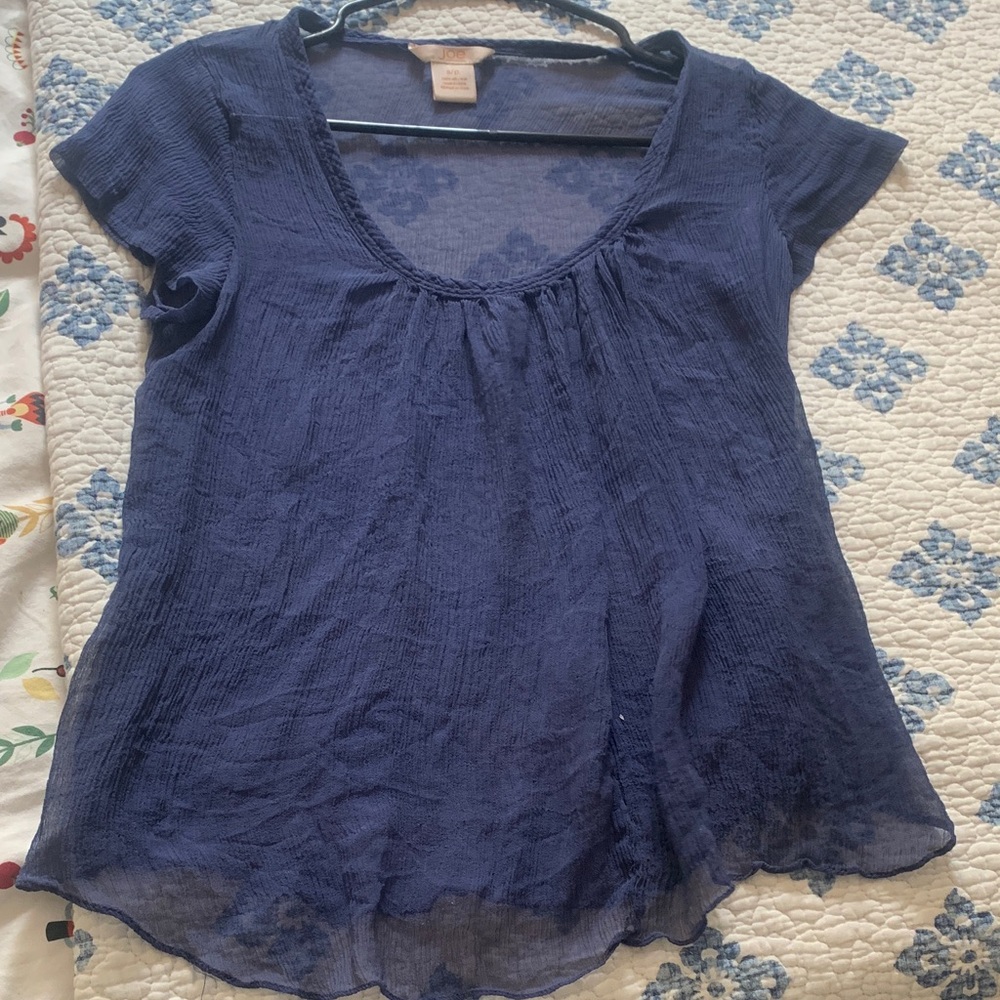 Joe Fresh Navy Textured Blouse